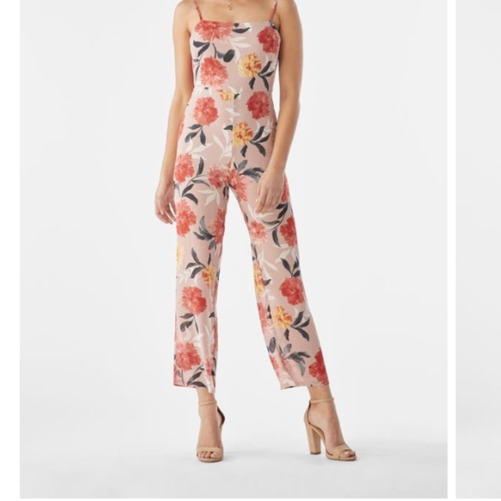 Open Back Mauve Floral Jumpsuit